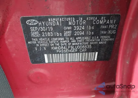 2020 Hyundai Elantra Sel/Value/Limited z USA, uszkodzony, nr VIN KMHD84LF9LU008835